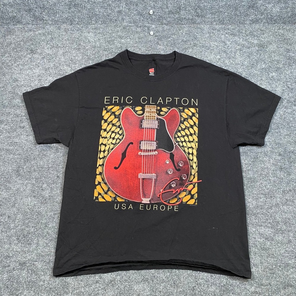 Eric Clapton 2021 2022 USA Europe Tour Graphic T-Shirt Mens XL Black Hanes‎